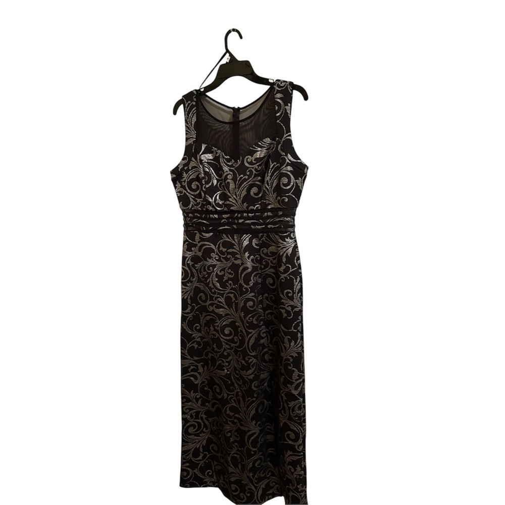 Enfocus studio Black and Silver Patterned Maxi Dress NWT